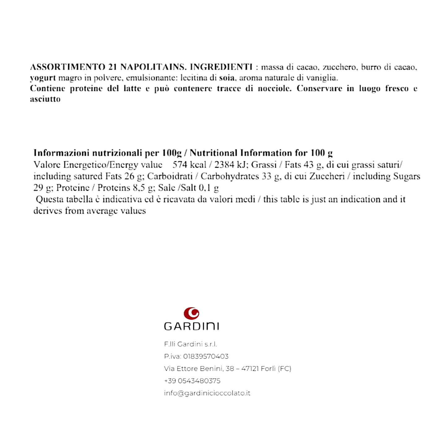 CHOCOWEEK - ASSORTED NAPOLITAINS GARDINI