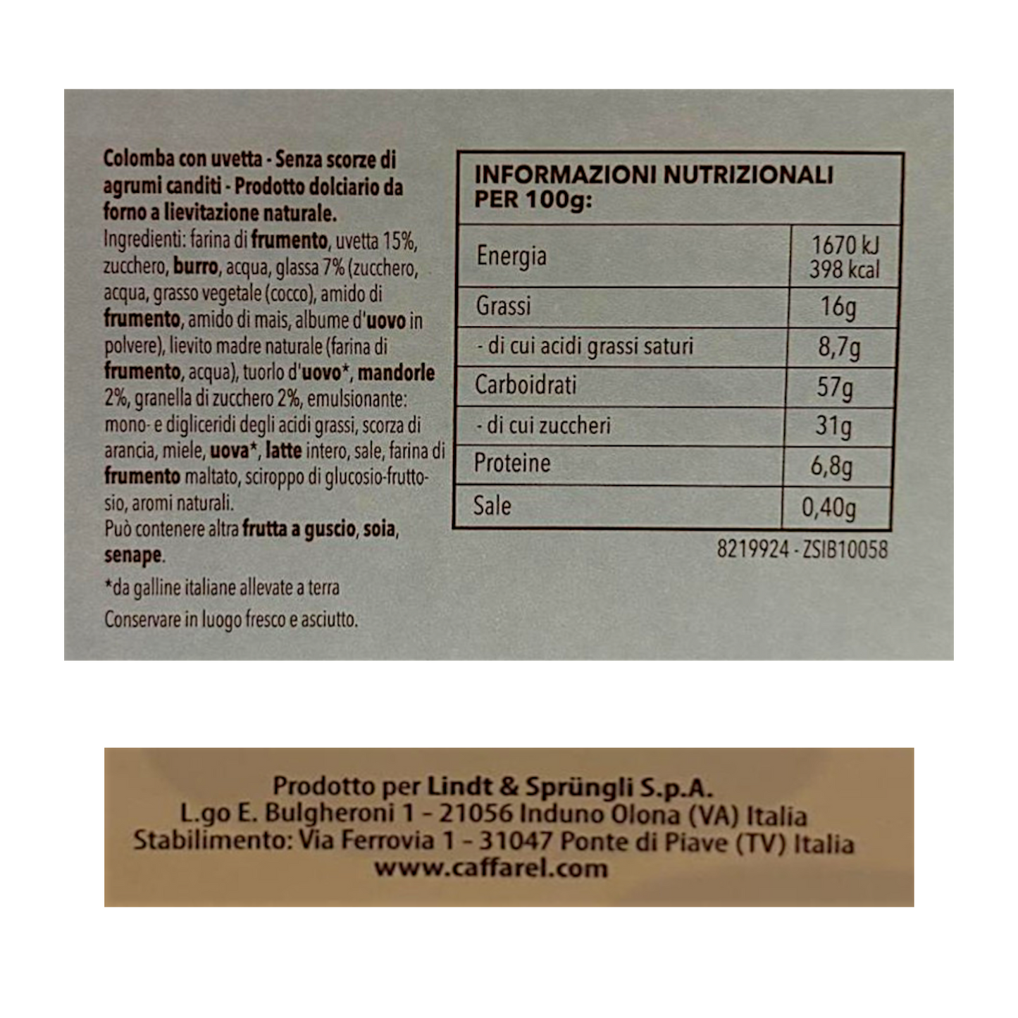 COLOMBA SENZA CANDITI CAFFAREL