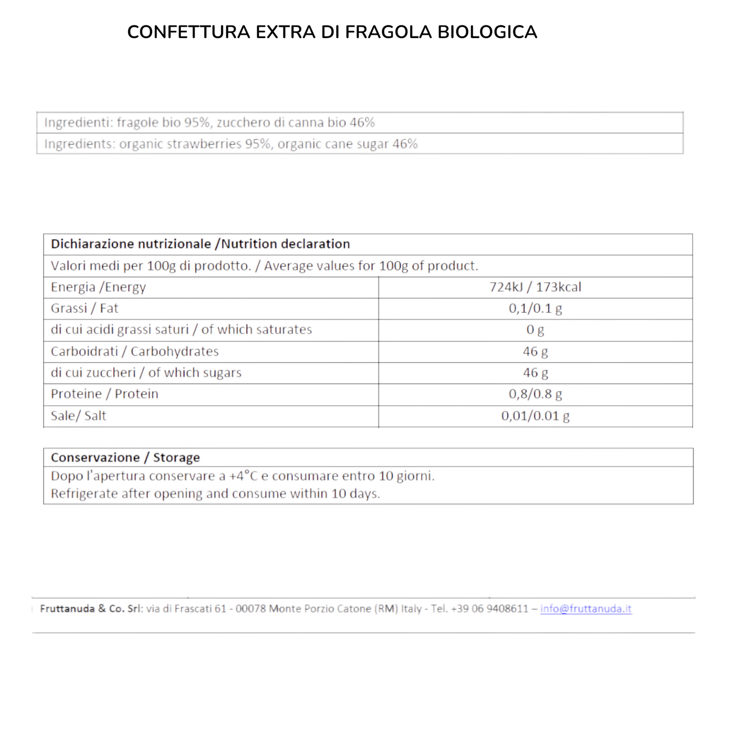 CONFETTURA EXTRA DI FRAGOLA BIO FRUTTANUDA