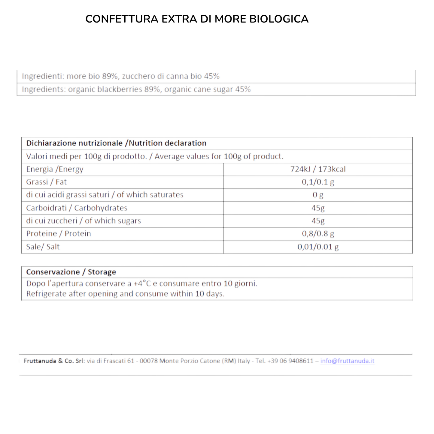 CONFETTURA EXTRA DI MORE BIO FRUTTANUDA