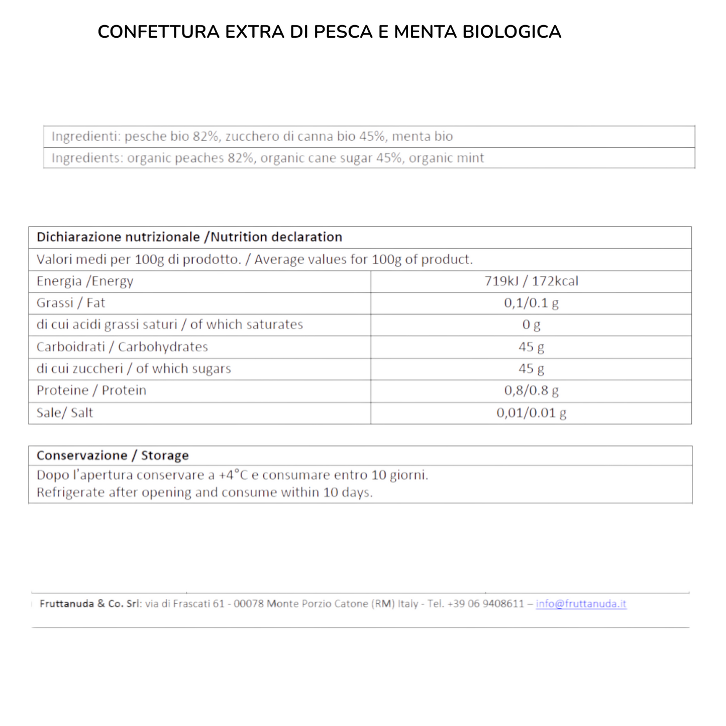 CONFETTURA EXTRA DI PESCA E MENTA BIO FRUTTANUDA