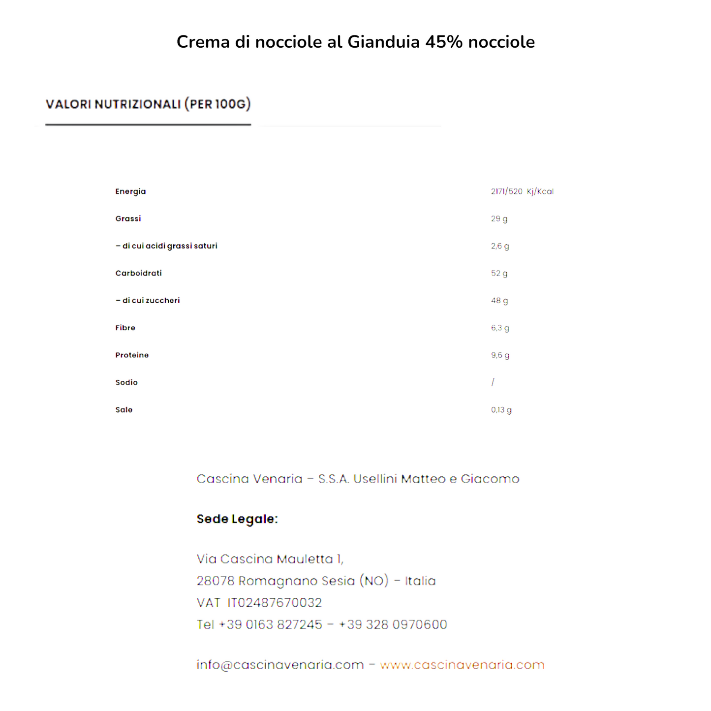 CREMA DI NOCCIOLA 45% - GIANDUIA CASCINA VENARIA