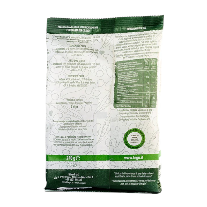 PASTA PROTEICA SENZA GLUTINE INTRECCI SPIRULINA, MAIS E PISELLI