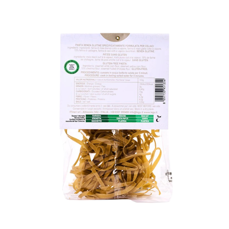 PASTA PROTEICA SENZA GLUTINE TAGLIATELLE ALLA CASTAGNA E CECI