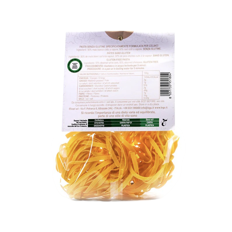PASTA PROTEICA SENZA GLUTINE TAGLIATELLE MAIS BIANCO E CECI
