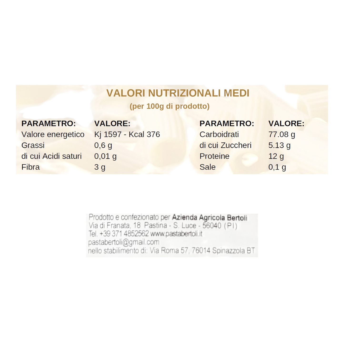 PASTA ARTIGIANALE RIGATONI BIOLOGICI TRAFILATI AL BRONZO