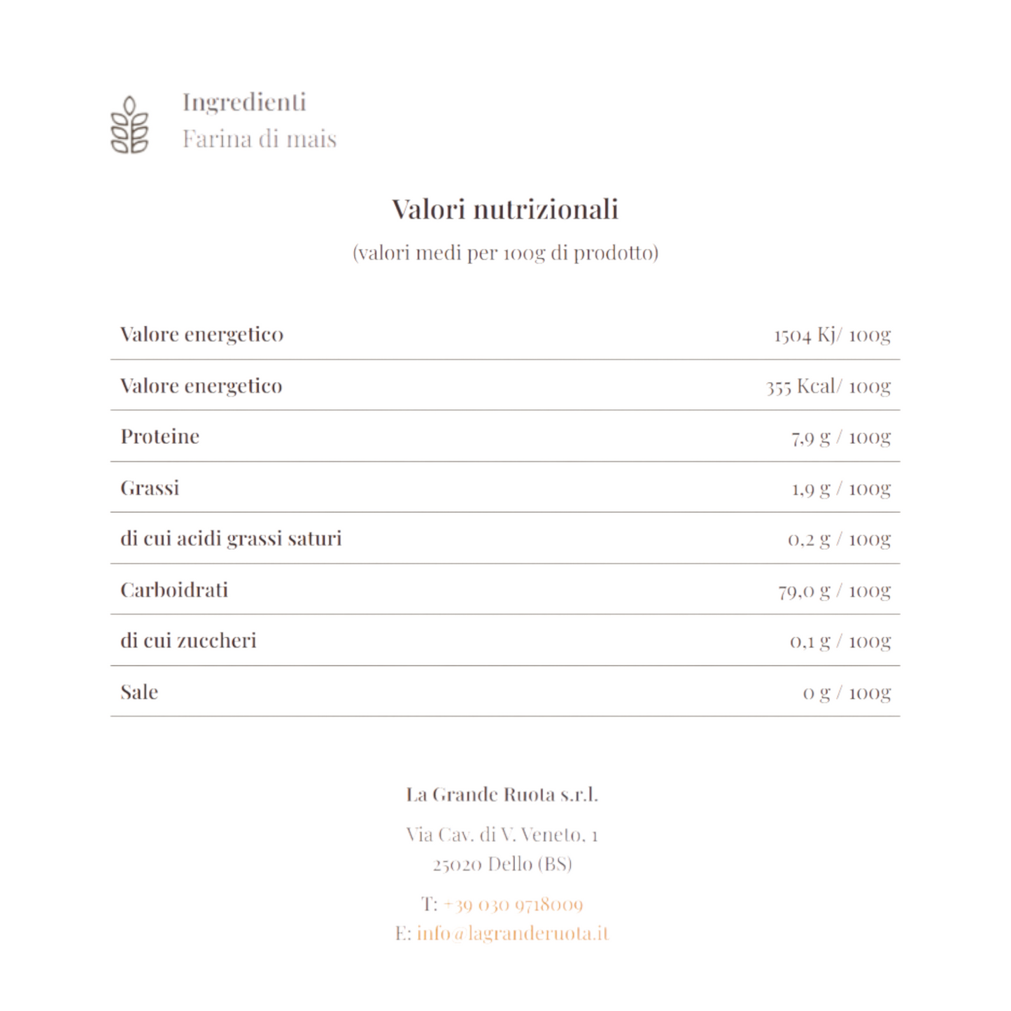 FARINA DI MAIS BIOLOGICA PER POLENTA ISTANTANEA LA GRANDE RUOTA