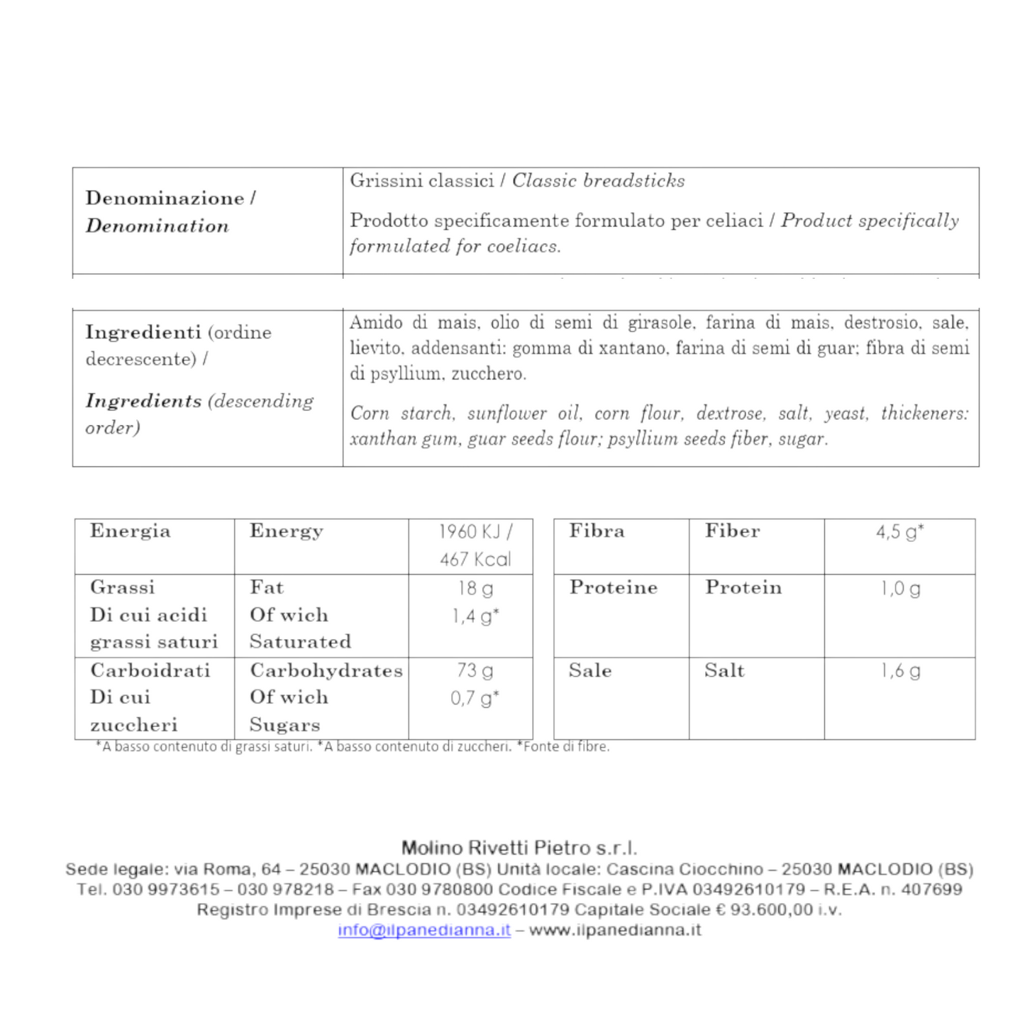 GRISSINI CLASSICI SENZA GLUTINE IL PANE DI ANNA
