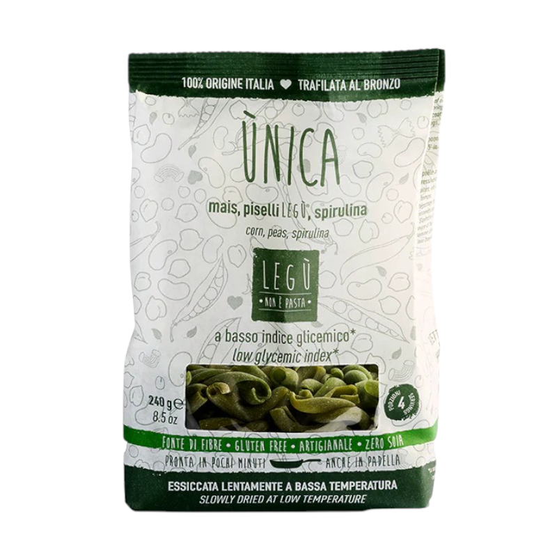PASTA PROTEICA SENZA GLUTINE INTRECCI SPIRULINA, MAIS E PISELLI