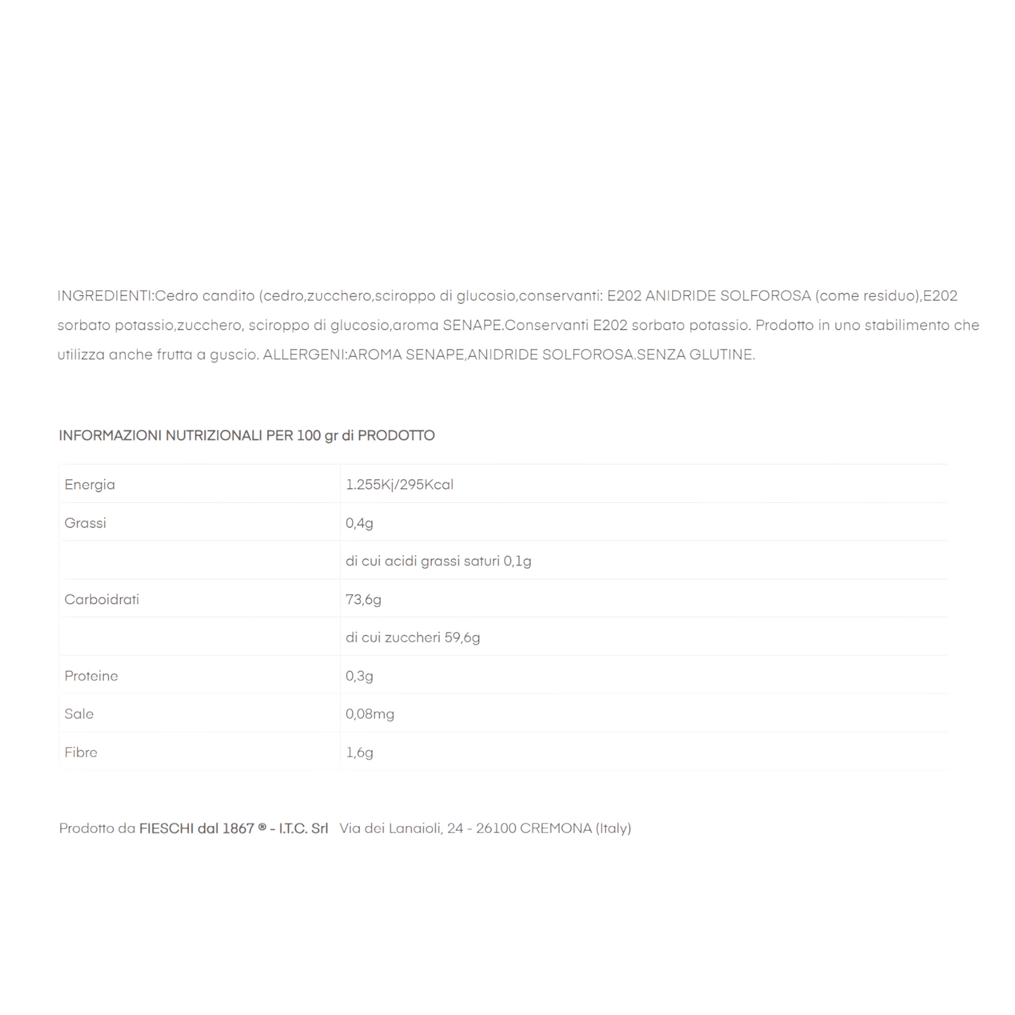 MOSTARDA DI CEDRO FIESCHI