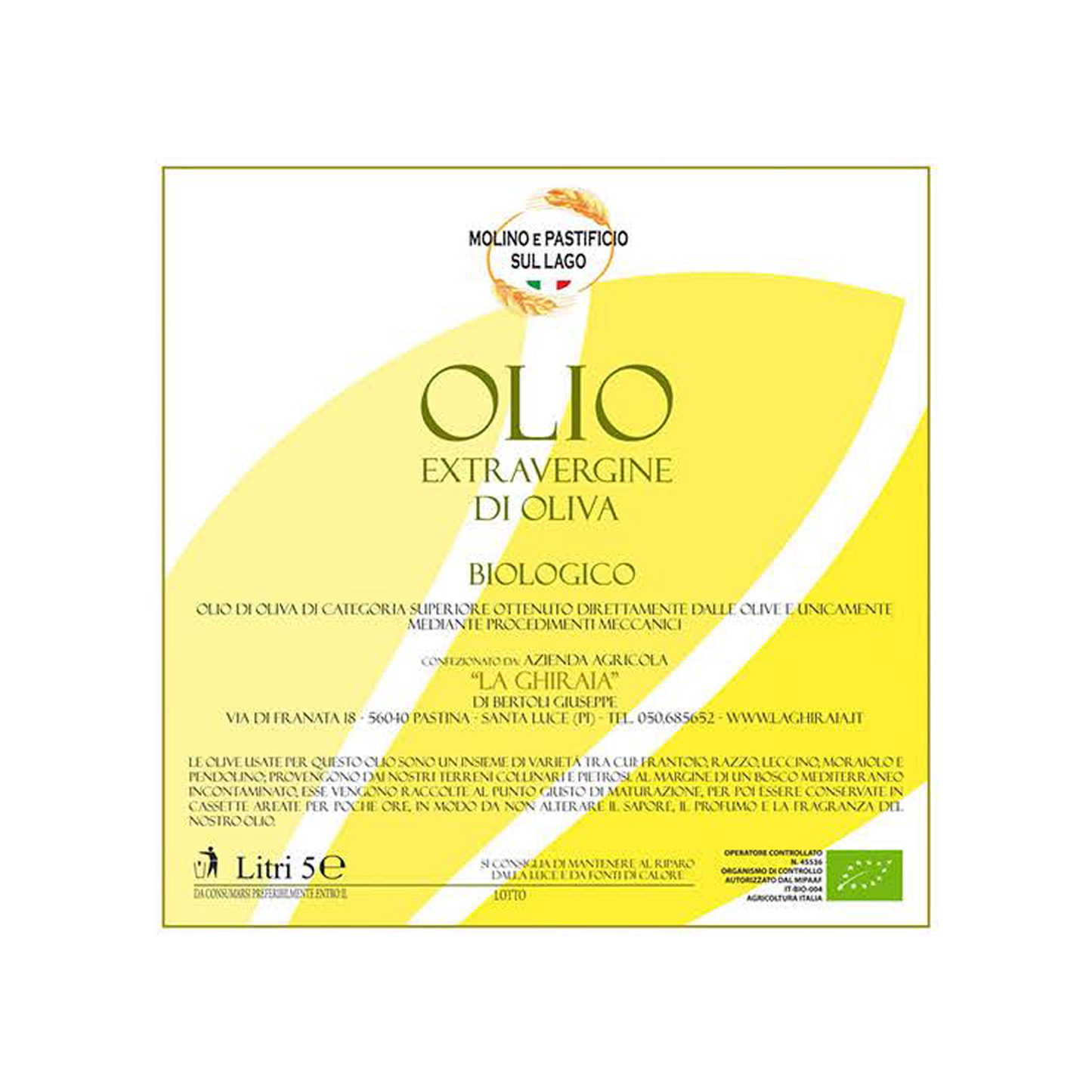 OLIO EXTRA VERGINE DI OLIVA BIOLOGICO TOSCANA INGREDIENTI E TABELLA NUTRIZIONALE