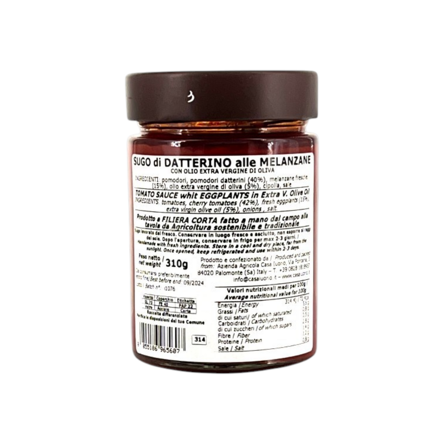 ORTO DI CASA MIA - READY SAUCE WITH TOMATOES, AUBERGINES AND EVO OIL CASA IUORIO