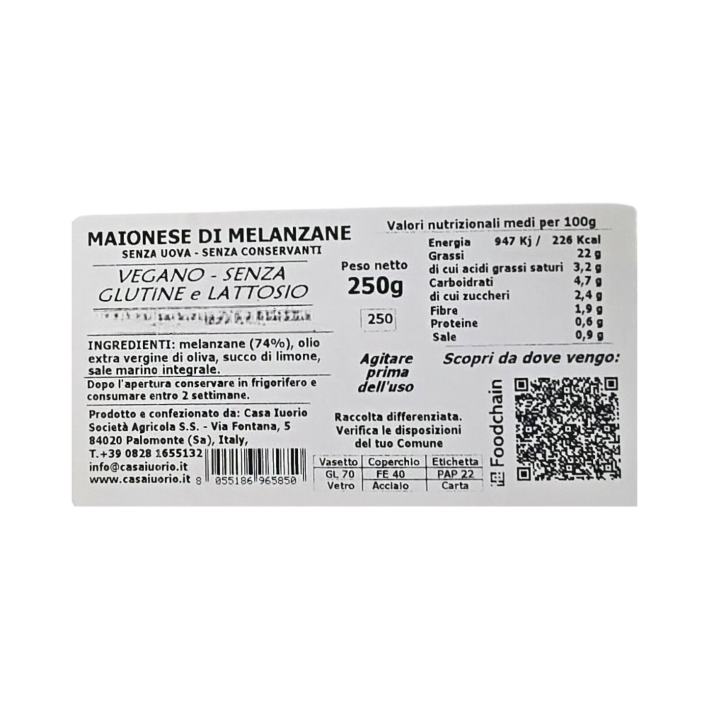 ORTOMAYO® MAIONESE VEGANA ALLA MELANZANA CASA IUORIO