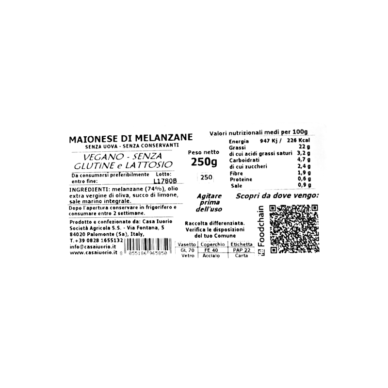 ORTOMAYO® MAIONESE VEGANA ALLA MELANZANA CASA IUORIO