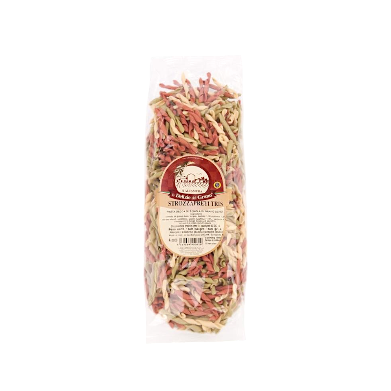 PASTA COLORATA CASERECCIA GRANO DURO STROZZAPRETI TRIS