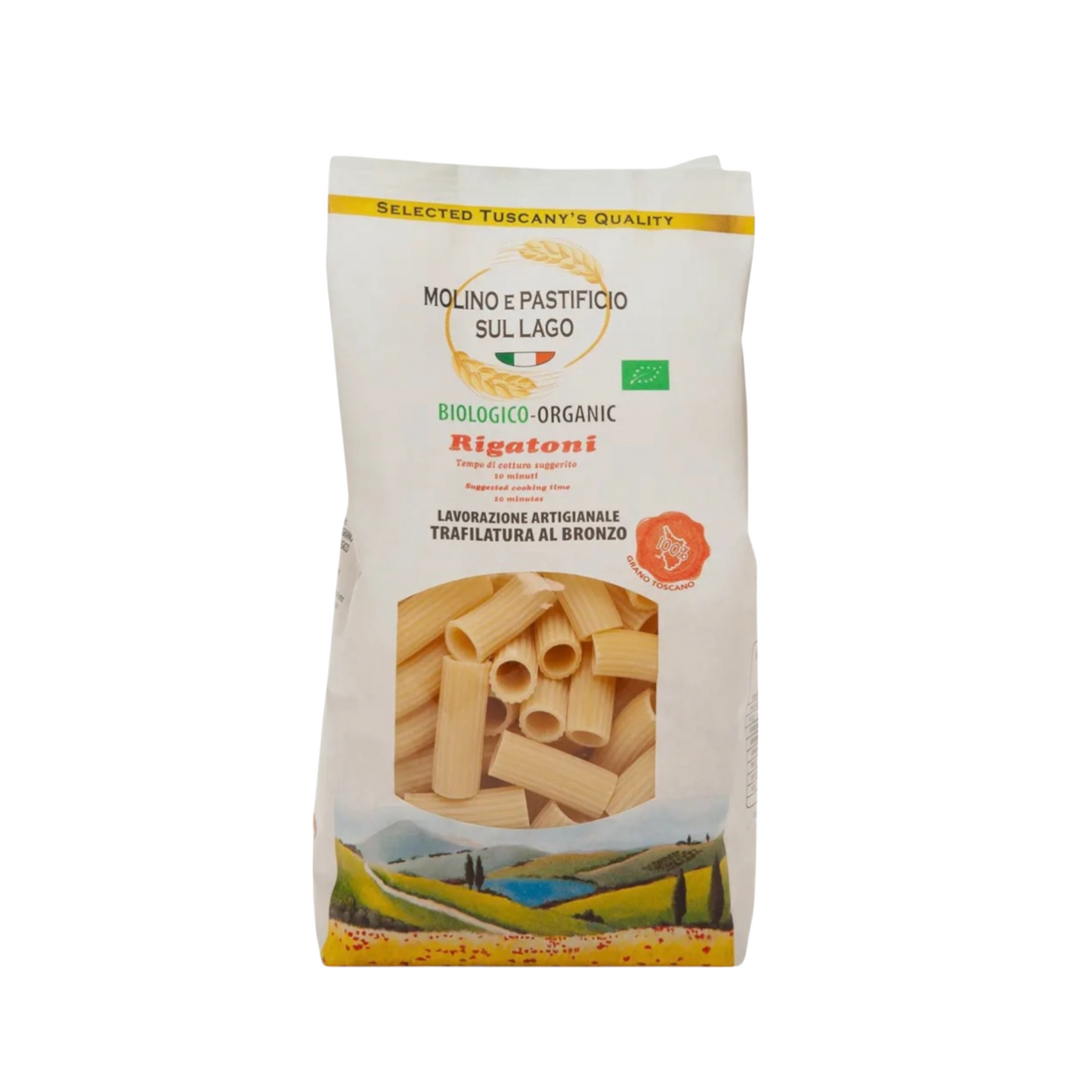 PASTA ARTIGIANALE RIGATONI BIOLOGICI TRAFILATI AL BRONZO