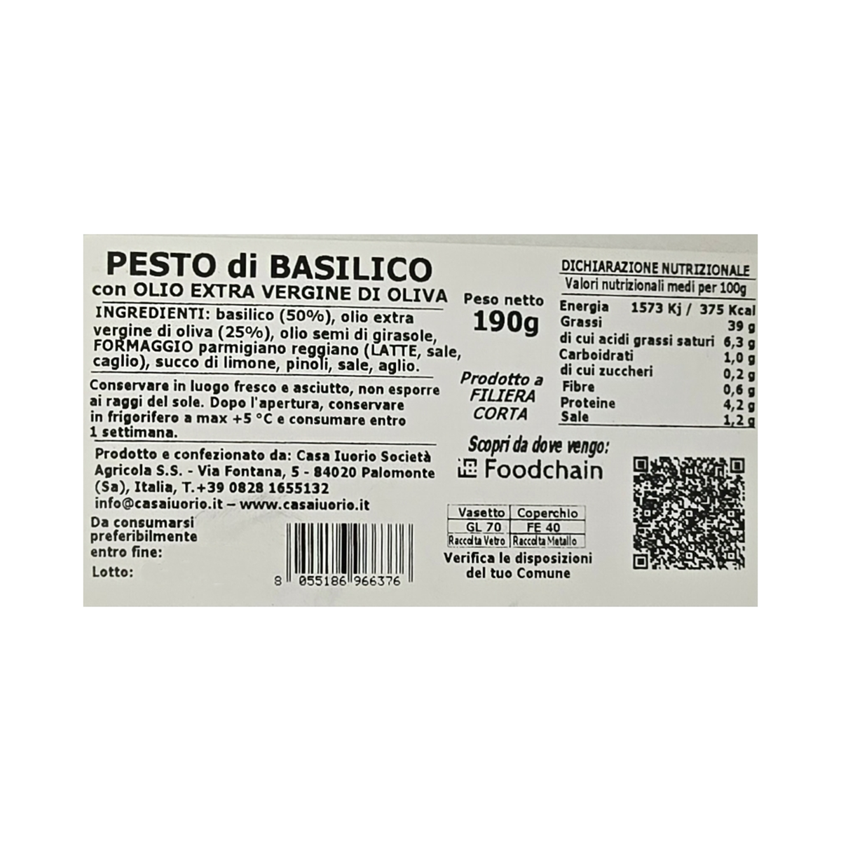 PESTO DI BASILICO CASA IUORIO