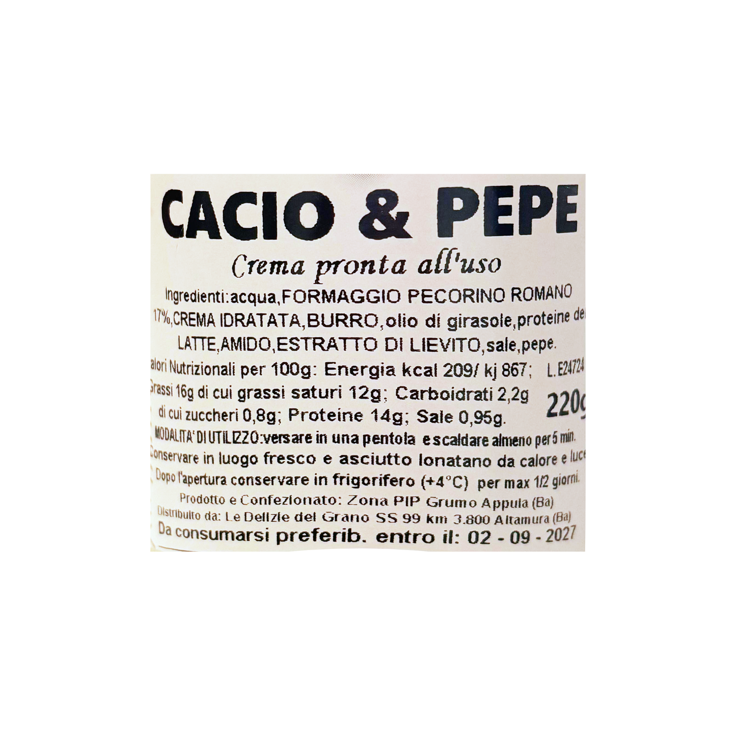 CONDIMENTO PRONTO PER PASTA CREMA CACIO E PEPE
