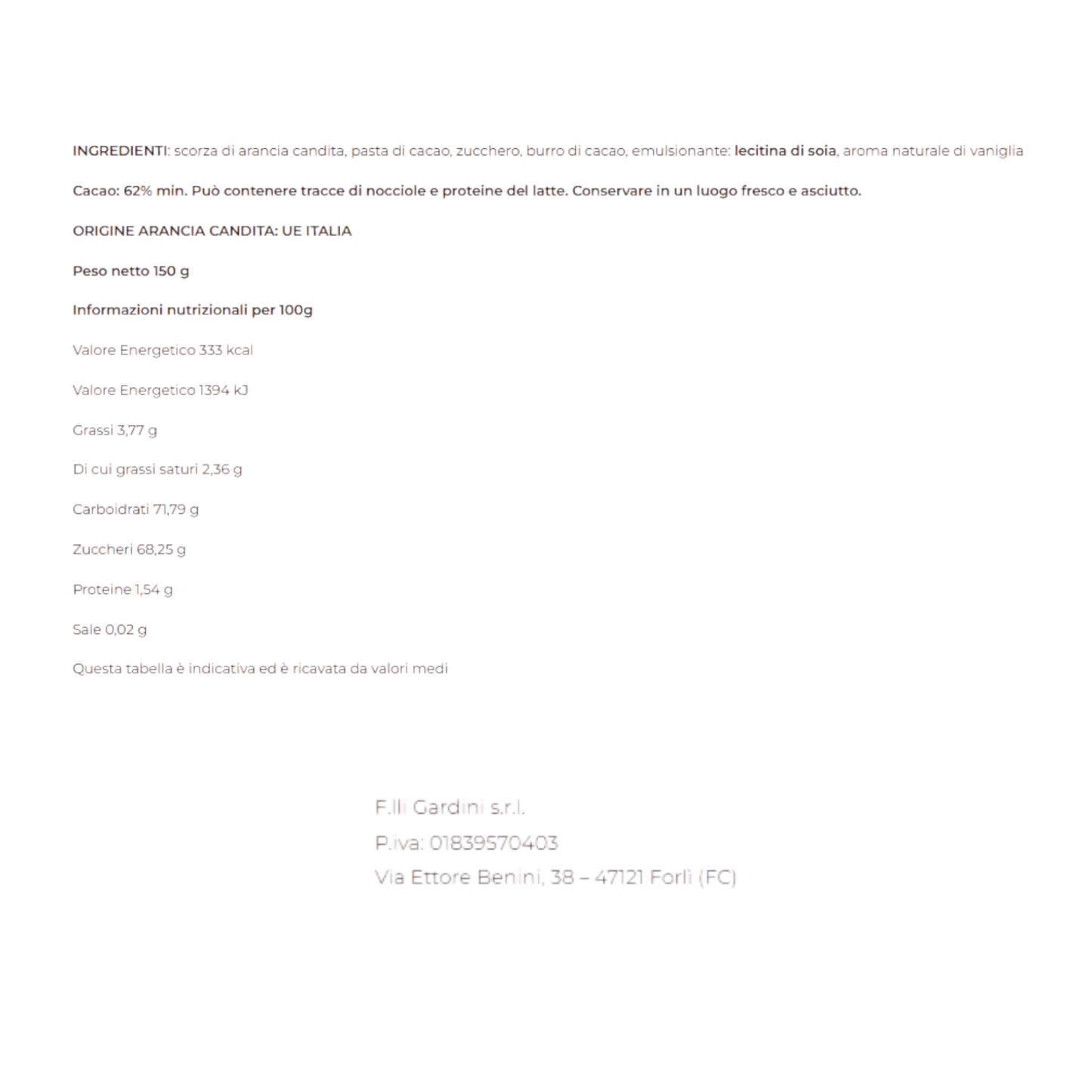 ARANCINI – ARANCIA CANDITA RICOPERTA DI CIOCCOLATO FONDENTE GARDINI