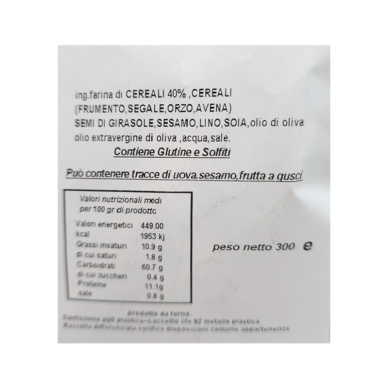 BASTONCINI ARTIGIANALI MULTICEREALI LE DELIZIE DEL GRANO ALTAMURA