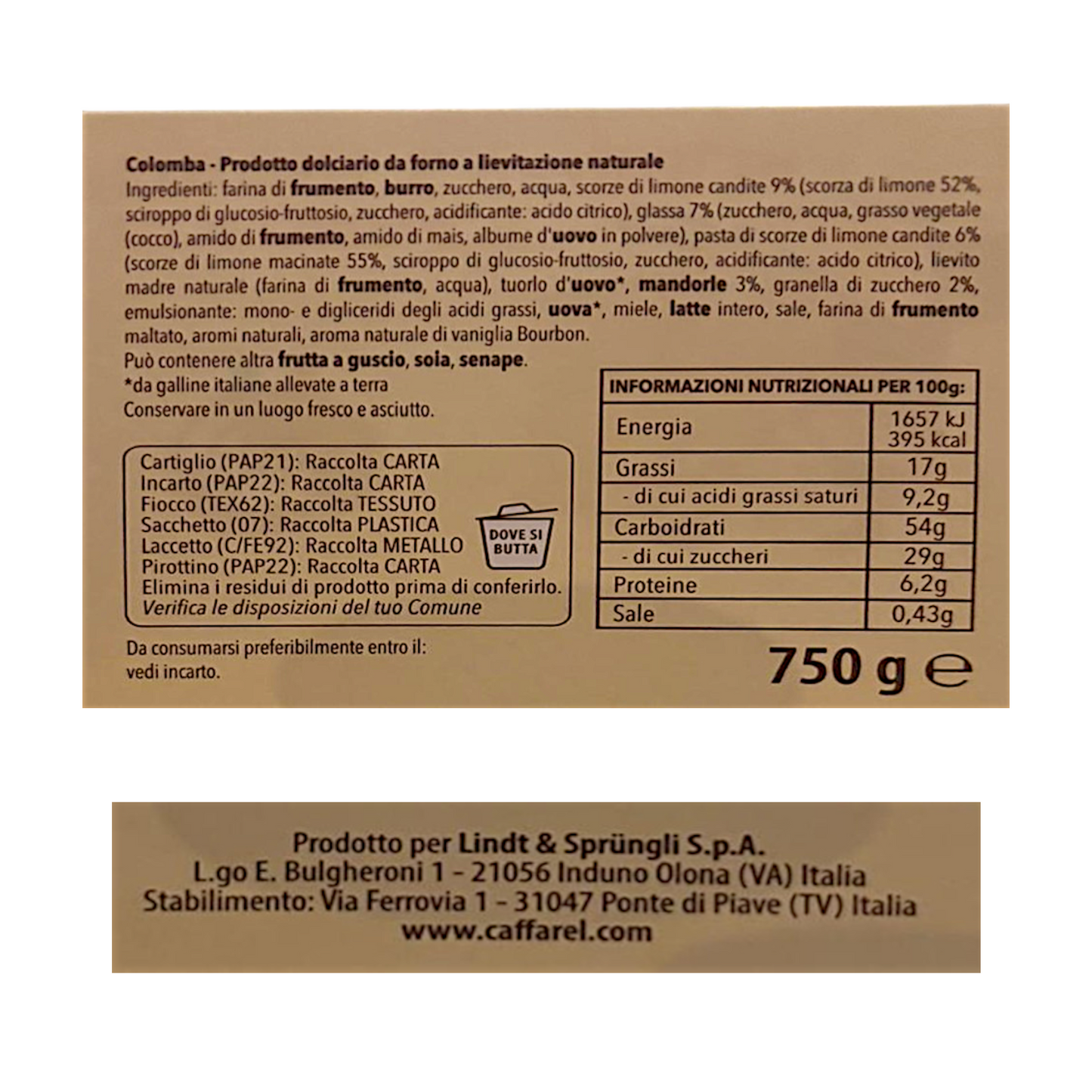 COLOMBA LIMONE E VANIGLIA CAFFAREL