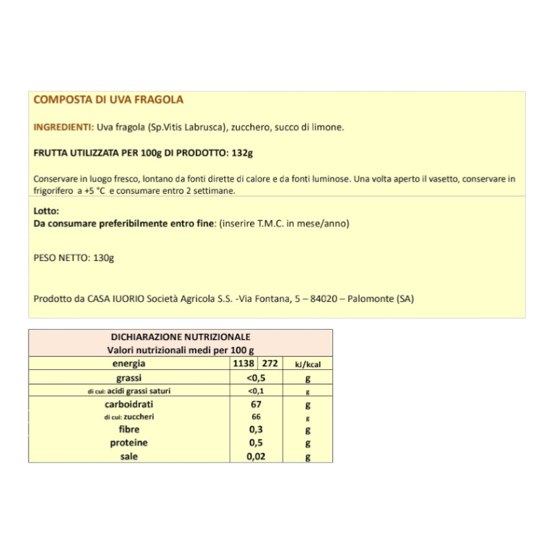 COMPOSTA DI UVA FRAGOLA CASA IUORIO