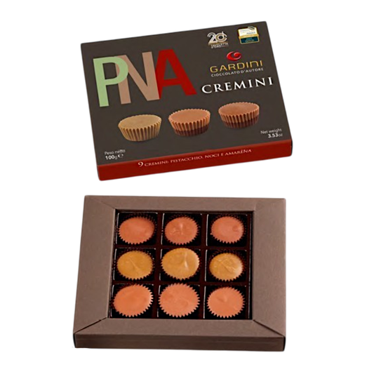 CONFEZIONE DEGUSTAZIONE 9 CREMINI PNA (PISTACCHIO, NOCI, AMARENA) GARDINI