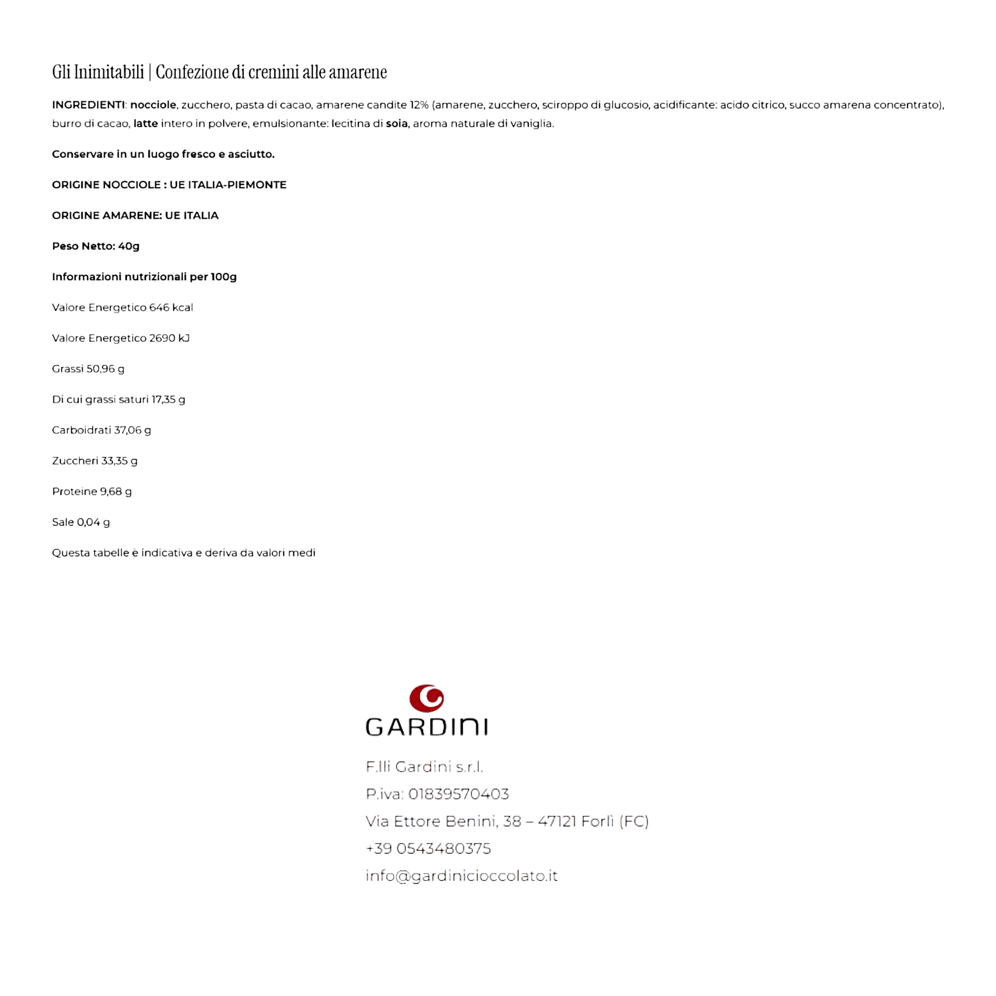 GARDINI “A CREMINO IS FOREVER” PACKAGE