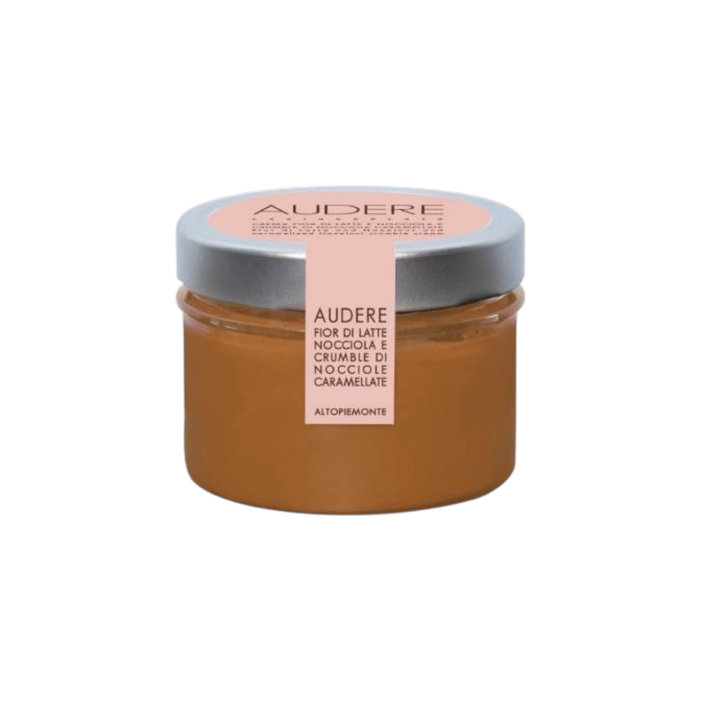 FLOWER MILK AND HAZELNUT CREAM AND AUDERE CARAMELIZED HAZELNUT CRUMBLE