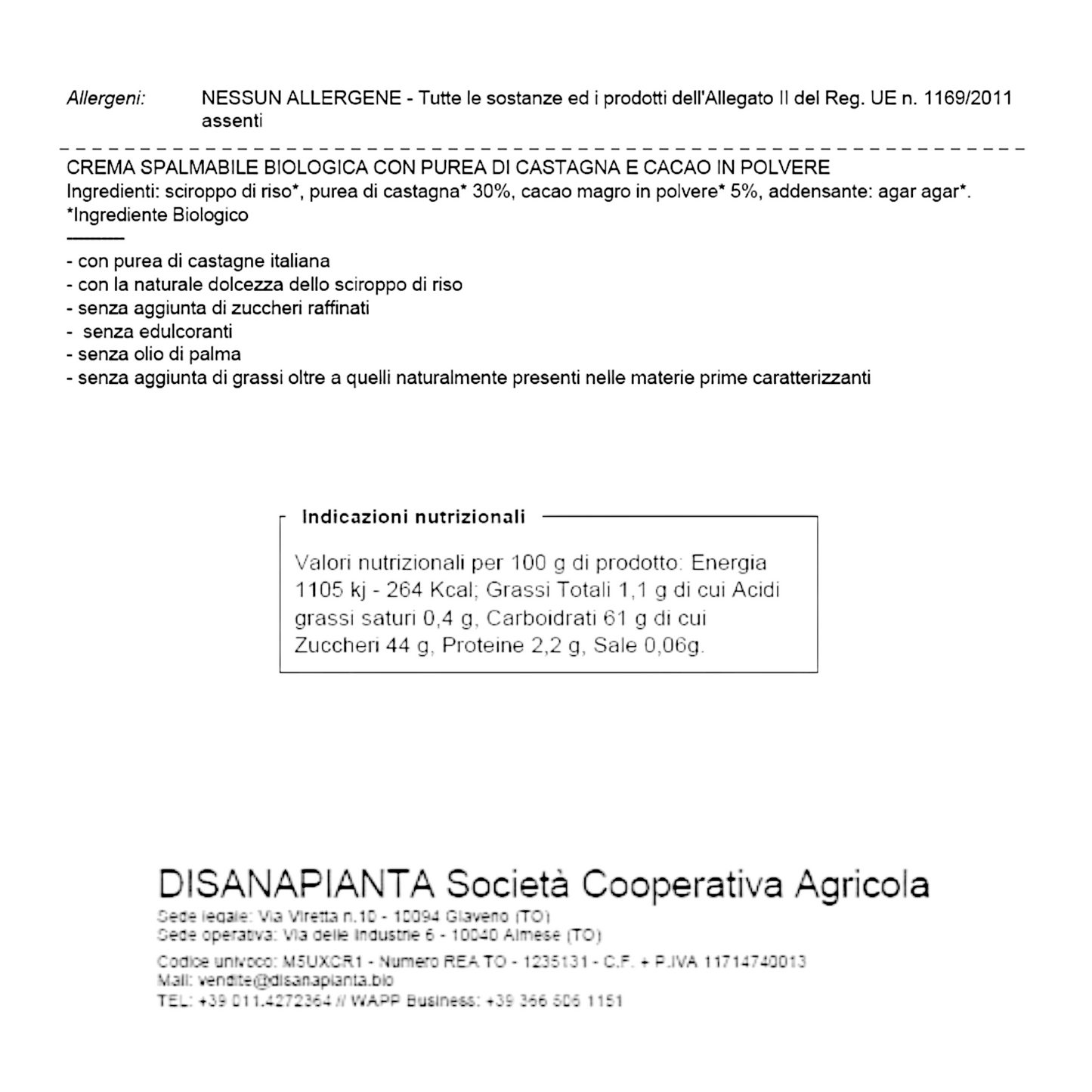 CREMA SPALMABILE CASTAGNA E CACAO BIO DI SANA PIANTA