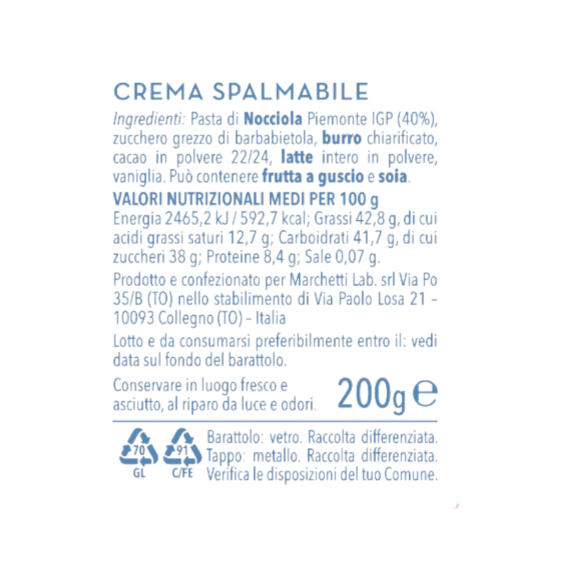 CREMÀ - CREMA DI NOCCIOLE PIEMONTE IGP ALBERTO MARCHETTI