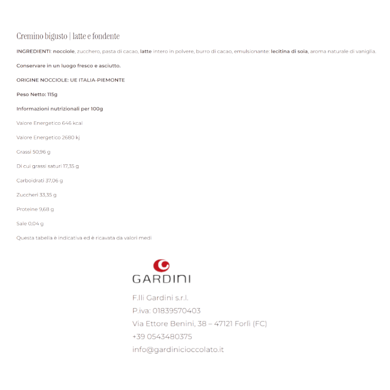 GARDINI MILK AND DARK CHOCOLATE CREMINO