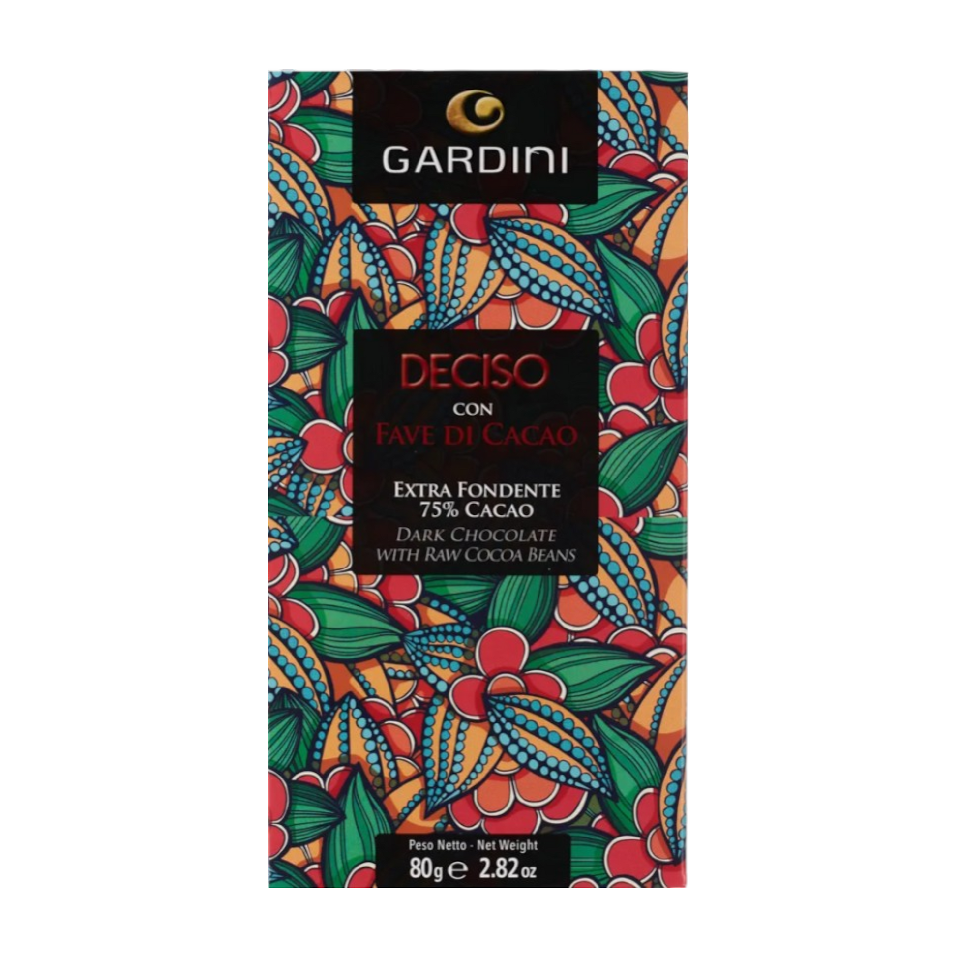 DECISO – EXTRA DARK BAR 75% COCOA WITH GARDINI COCOA BEANS