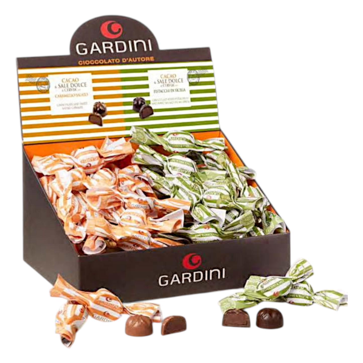 GARDINI ASSORTED COCOA AND SWEET SALT CERVIA PRALINES DISPLAY