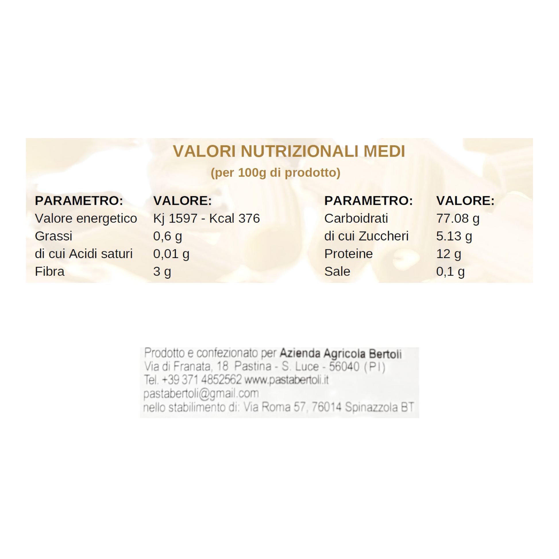 PASTA ARTIGIANALE RIGATONI BIOLOGICI TRAFILATI AL BRONZO