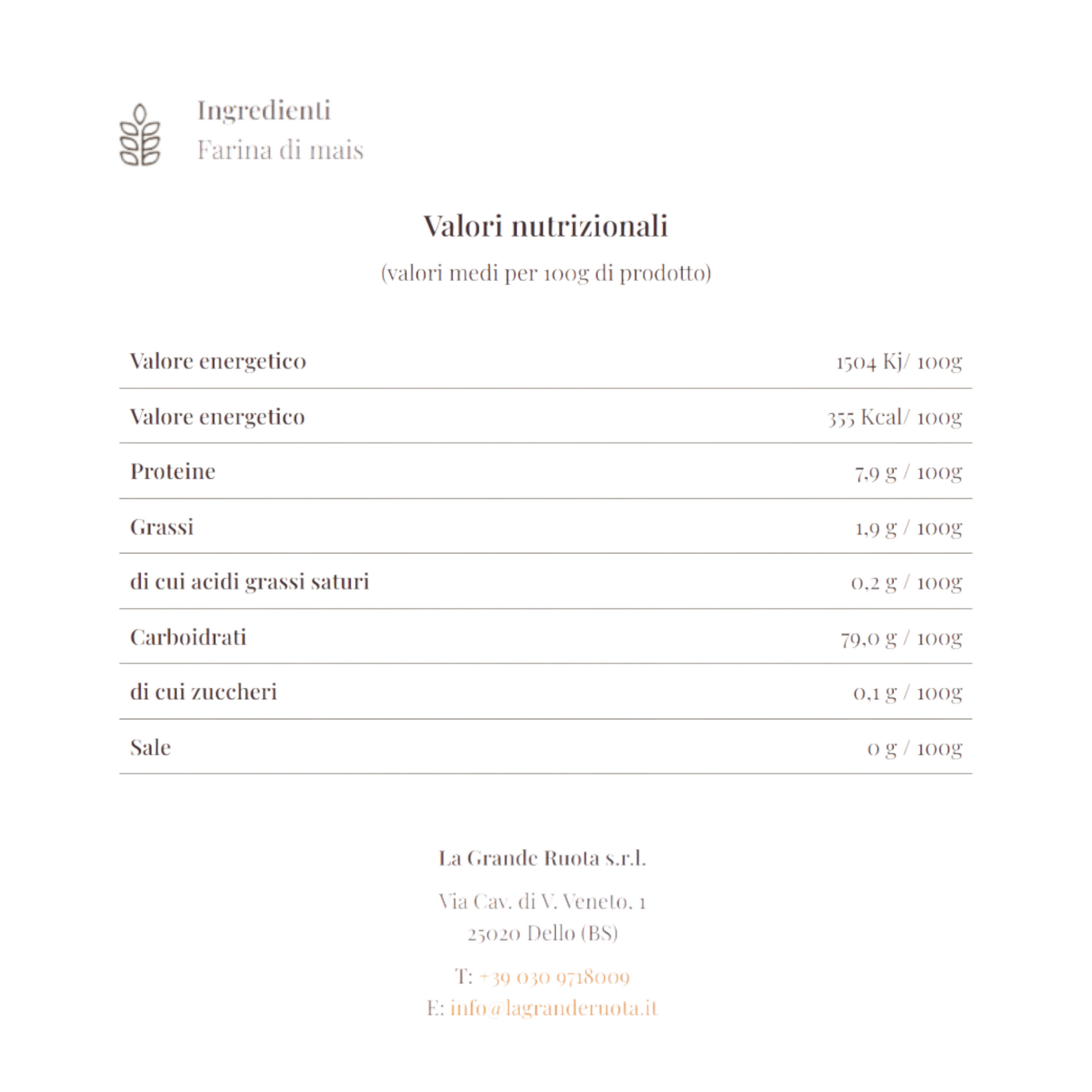 FARINA DI MAIS BIOLOGICA PER POLENTA ISTANTANEA LA GRANDE RUOTA