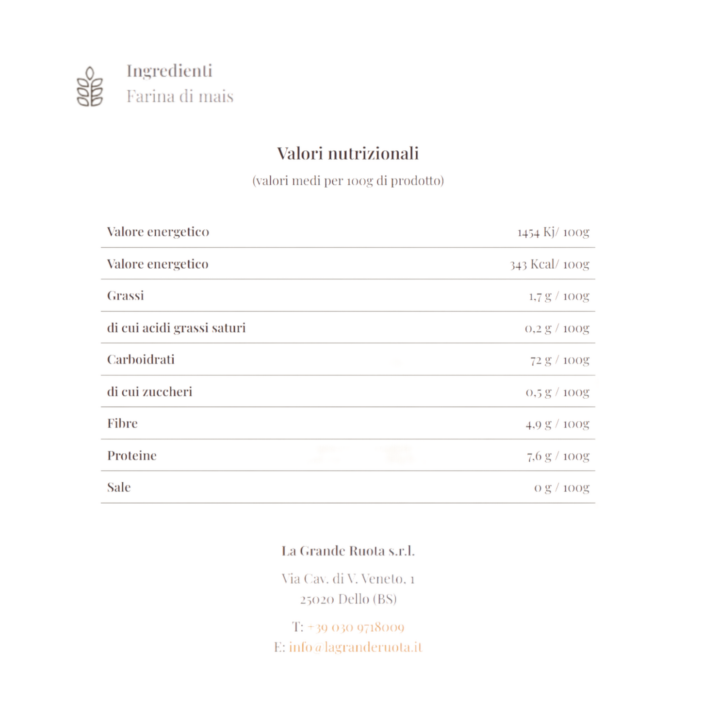 FARINA DI MAIS PER POLENTA BRAMATA BIOLOGICA LA GRANDE RUOTA