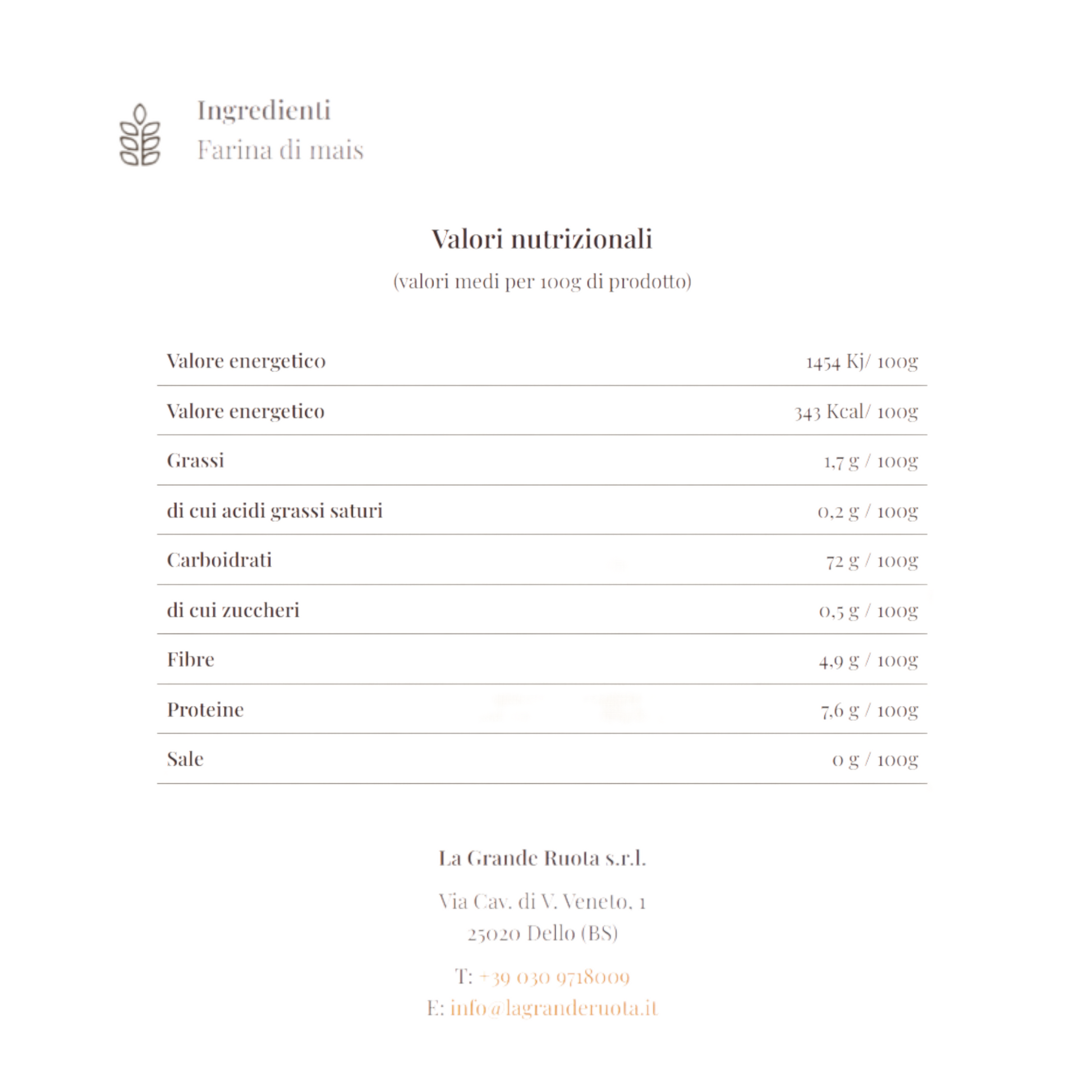 FARINA DI MAIS PER POLENTA BRAMATA BIOLOGICA LA GRANDE RUOTA