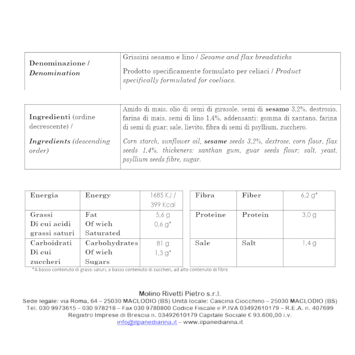 GRISSINI SESAMO E LINO SENZA GLUTINE IL PANE DI ANNA