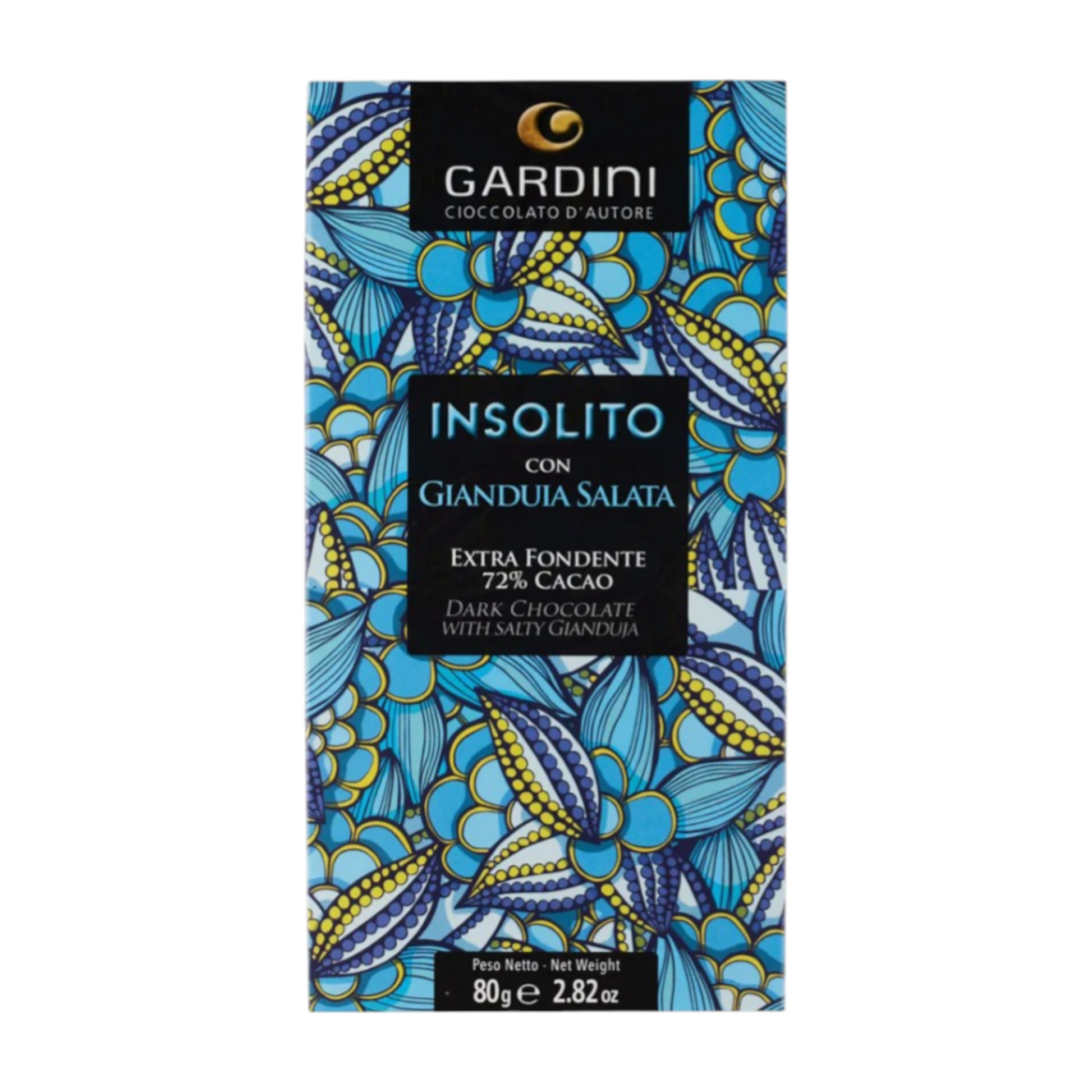 UNSOLITO – EXTRA-DARK BAR 72% COCOA WITH GIANDUIA AND SWEET SALT FROM CERVIA GARDINI