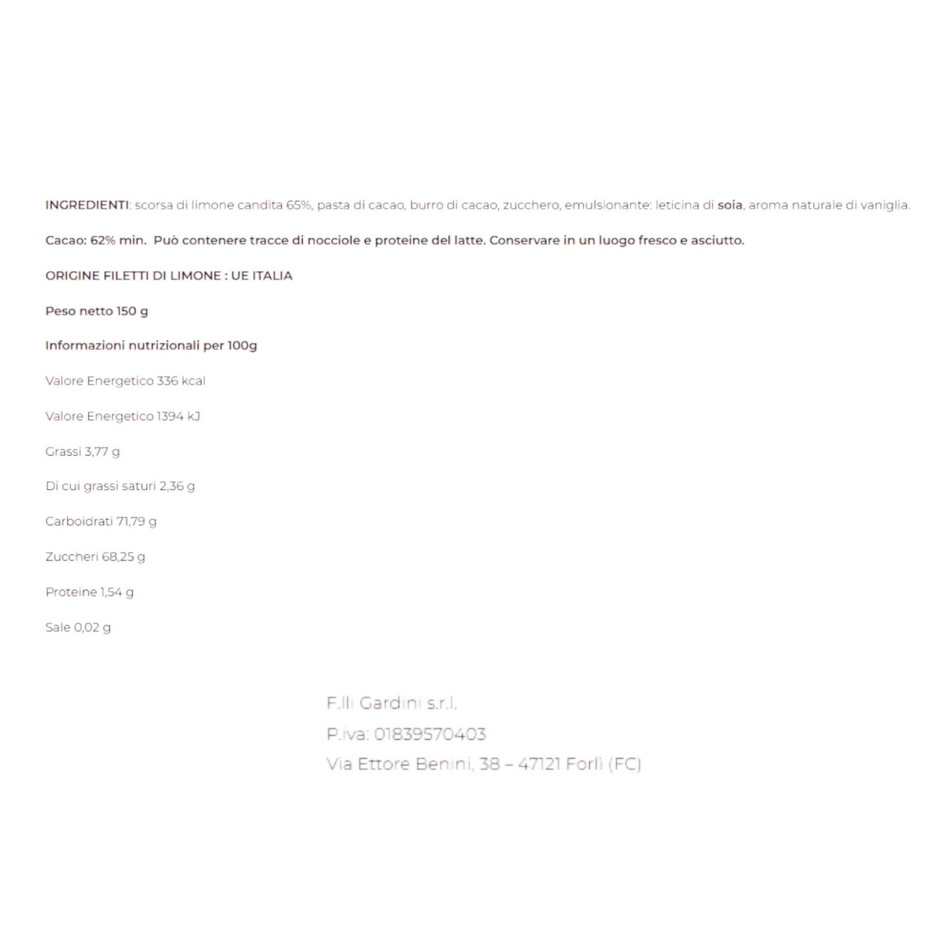 LIMONCINI – LIMONE CANDITO RICOPERTO DI CIOCCOLATO FONDENTE GARDINI