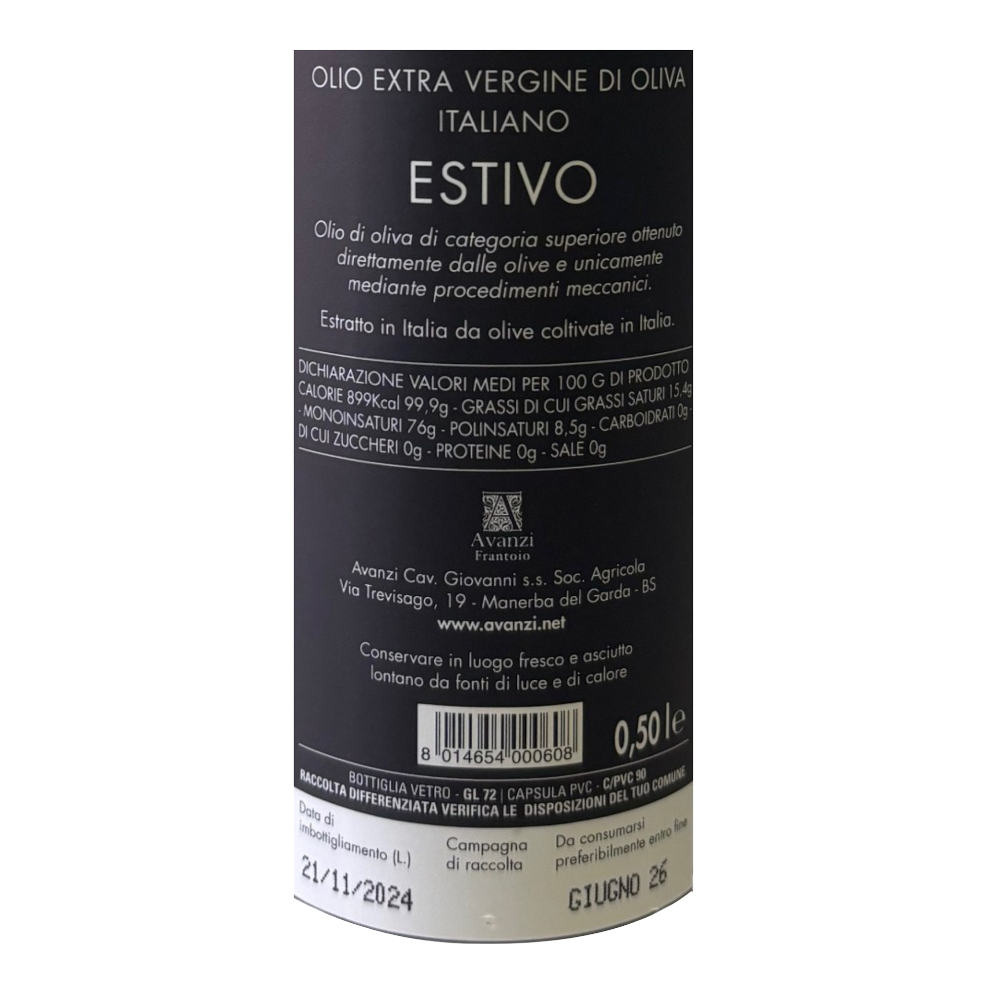 AVANZI OLIO EXTRAVERGINE D'OLIVA ESTIVO LAGO GARDA ITALIA