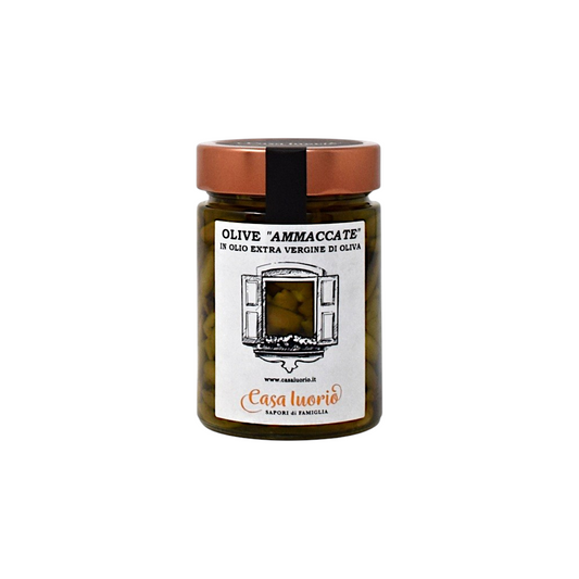 “AMMACCATE” OLIVES – CRUSHED AND HAND-PITTED GREEN OLIVES IN EXTRA VIRGIN OLIVE OIL CASA IUORIO