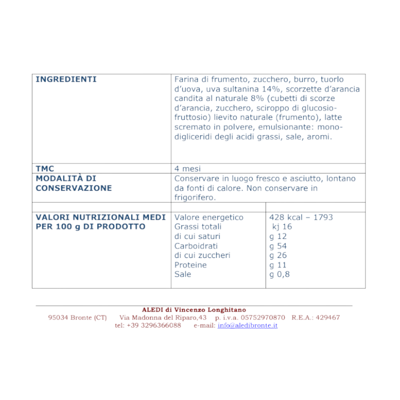 ALEDI TRADITIONAL PANETTONE