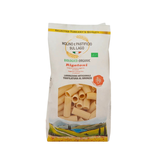 PASTA ARTIGIANALE RIGATONI BIOLOGICI TRAFILATI AL BRONZO