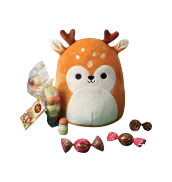 PELUCHE CERBIATTO CON CIOCCOLATINI AL LATTE RIPIENI ALLA NOCCIOLA CAFFAREL