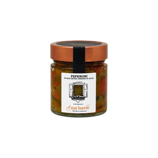 PAPACCELLA AND CORNO DI CAPRA PEPPER STRIPS IN EXTRA VIRGIN OLIVE OIL CASA IUORIO