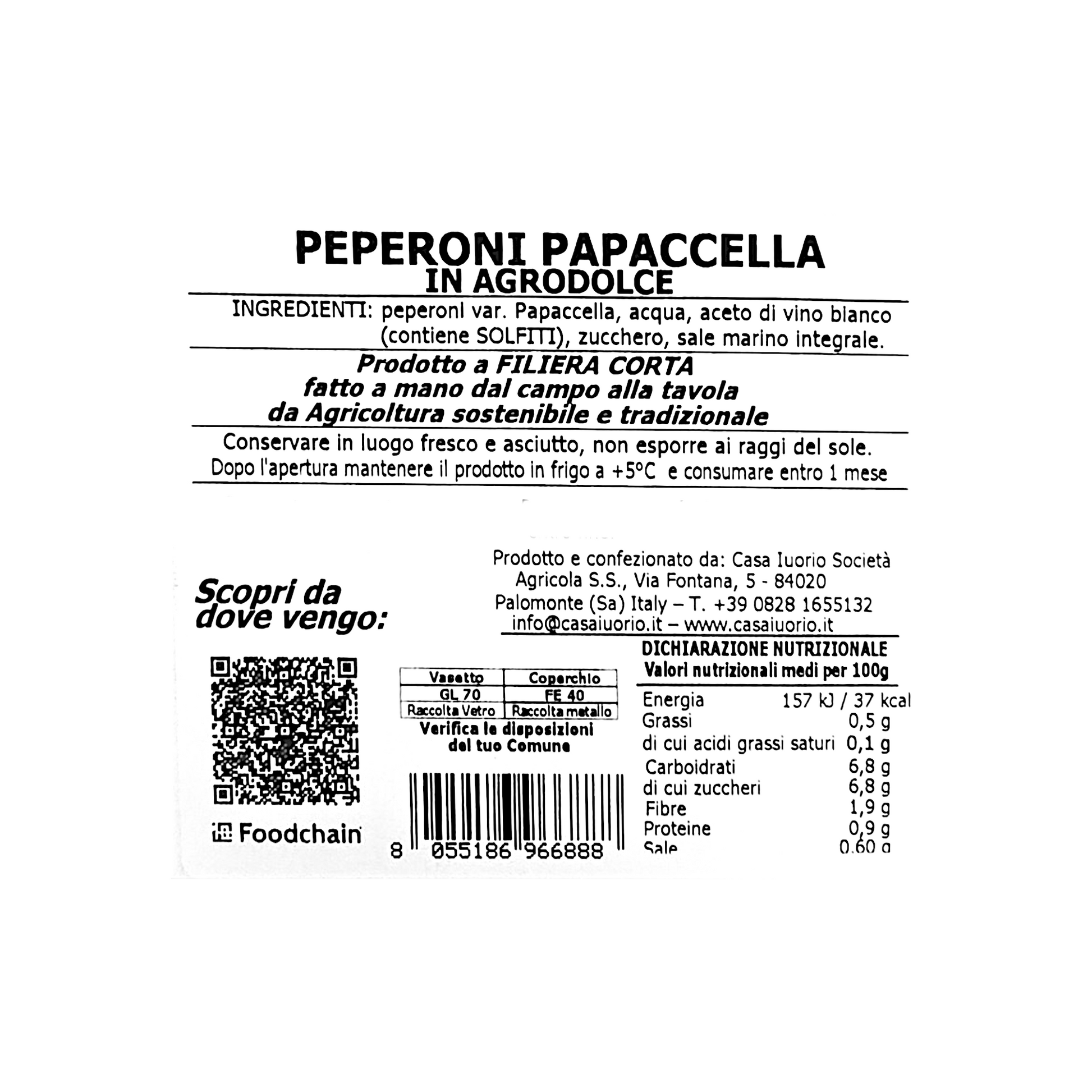 PEPERONI PAPACCELLA IN AGRODOLCE CASA IUORIO