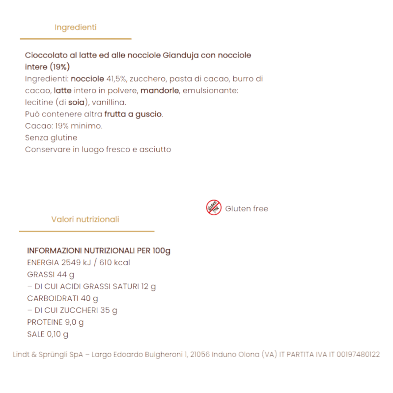 CLASSIC PIEDMONT - MILK BAR WITH WHOLE HAZELNUTS CAFFAREL