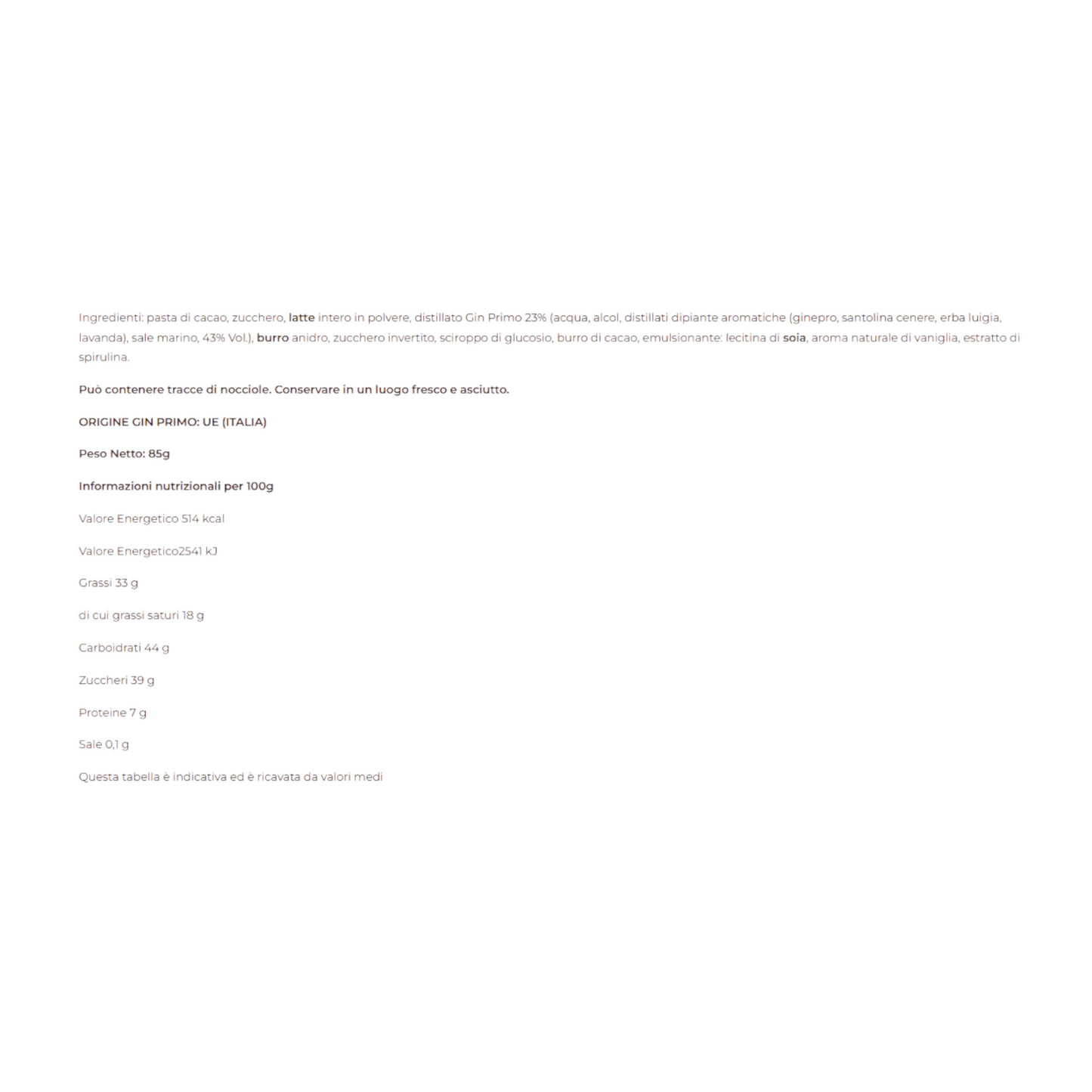 PRALINE AL GIN PRIMO AL SALE DI ROMAGNA FEDERICO LUGARESI GARDINI